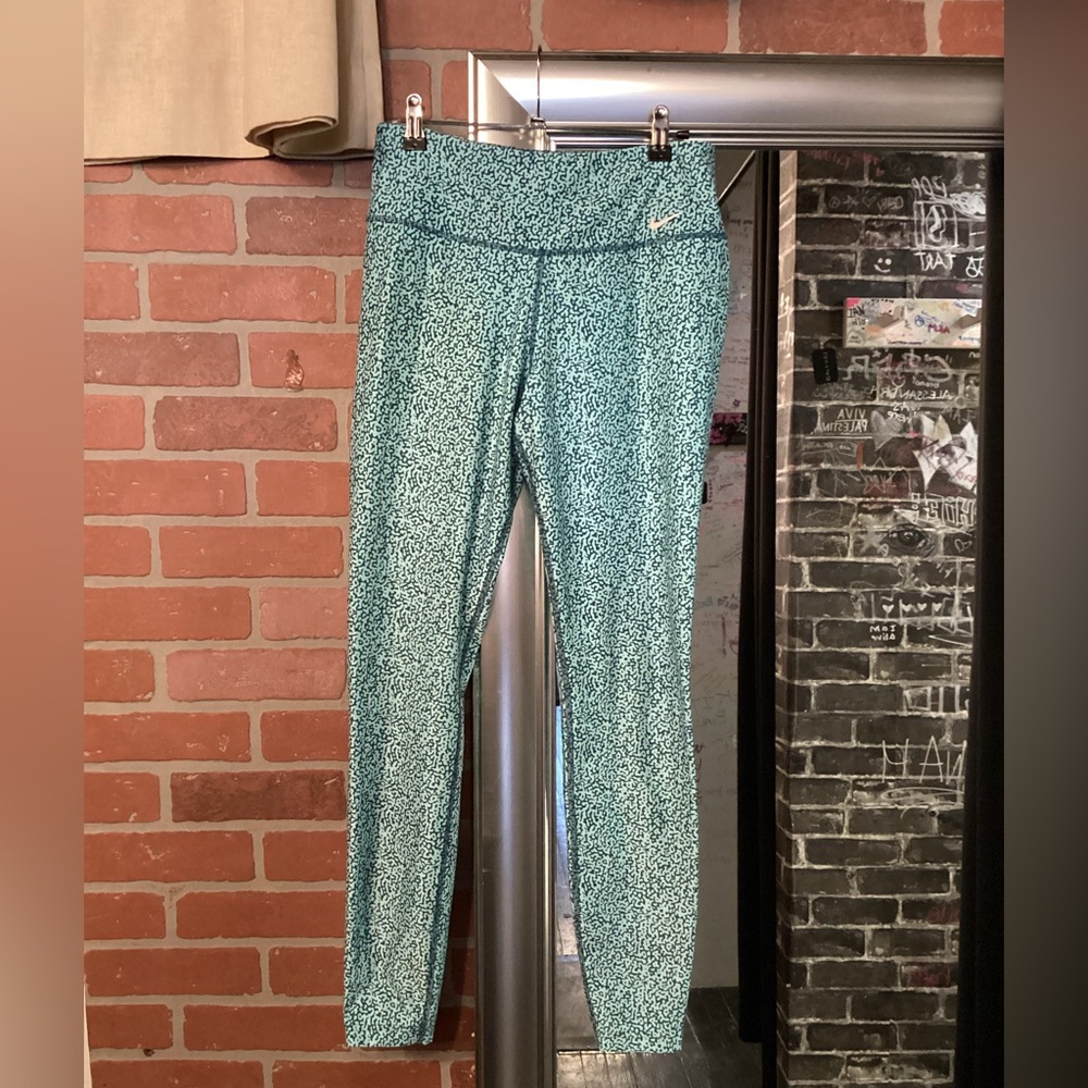Nike Teal and Navy Patterned Dri-FIT Leggings